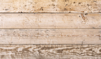 Unusual empty wooden desk of hipster View from above on business wooden interior office desk rough textured pine planks