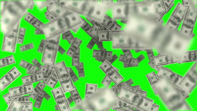 Money in the water on green screen background