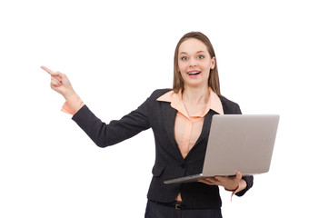 Working lady isolated on white