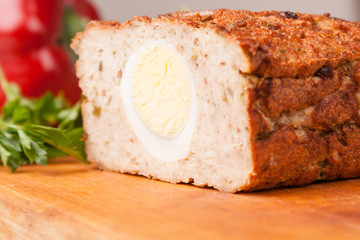 meat bread from rissole turkey on wooden board