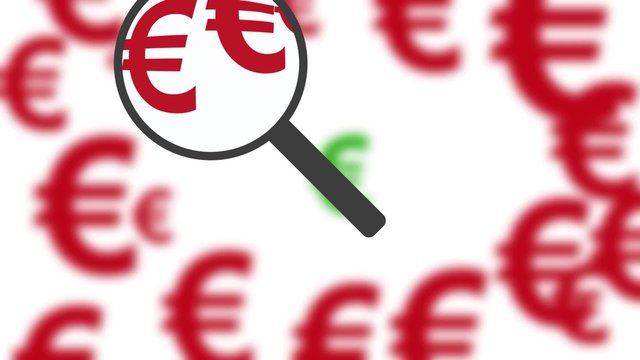 Lupe findet gr&uuml;nes Eurozeichen