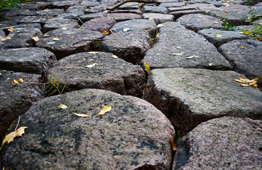 stone road from granite cobble