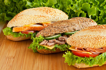 three sandwich