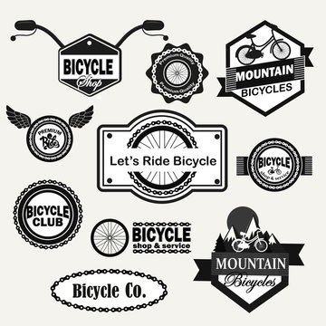 Bicycle shop & service logotypes set.