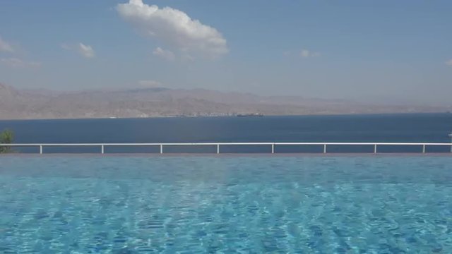 Infinity pool overlooking the Gulf of Aqaba from Eilat, Israel