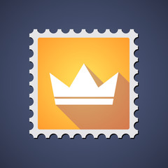 Yellow mail stamp icon with a crown