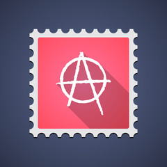 Red mail stamp icon with an anarchy sign