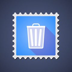 Blue mail stamp icon with a trash can