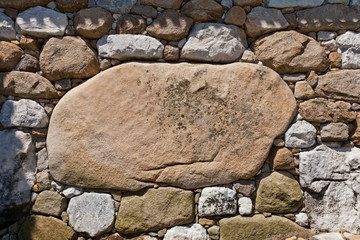 Kanbe-ishi stone in the wall of Imabari Castle, Japan
