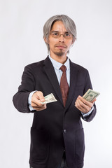 Asian Business man with american dollars