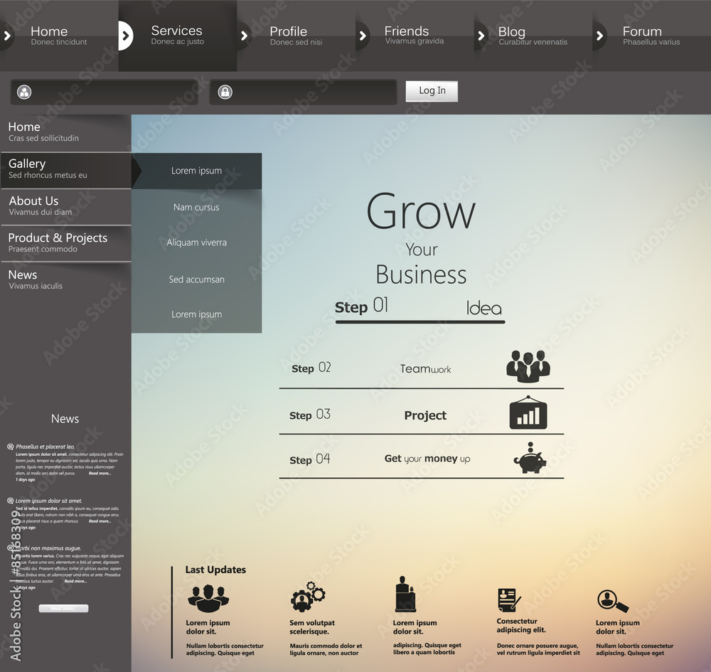 Sticker website template design in vector eps 10