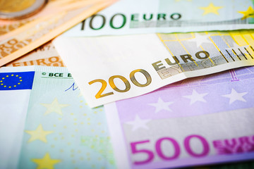 Closeup of Euro Banknotes