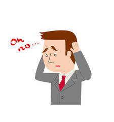 A businessman tearing his hair out over a problem, vector illustration