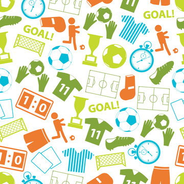 soccer football color icons seamless pattern eps10