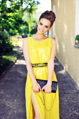 Sensual girl in elegant evening dress