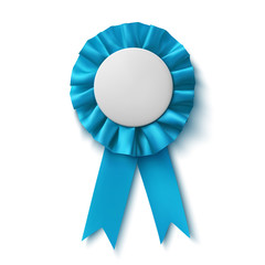 Blank, realistic blue fabric award ribbon.