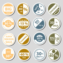 sale color circle stickers set for discount shop eps10