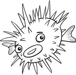 blowfish fish cartoon coloring page