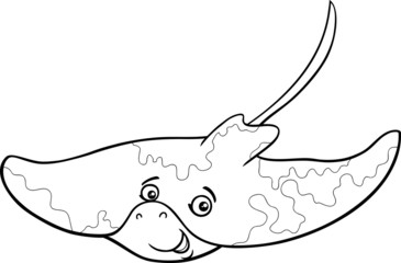 Obraz na płótnie Canvas ray fish cartoon coloring page