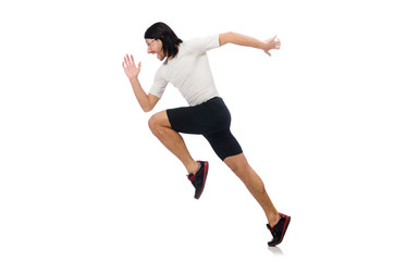 Man exercising isolated on white