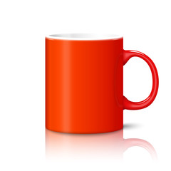 Blank bright red photo realistic cup isolated on white