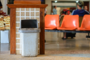 Fototapeta na wymiar Trash bin at transport station.