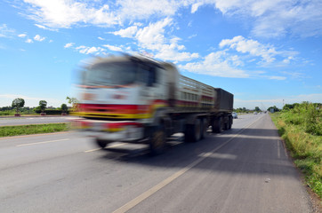 Fototapeta na wymiar Motion on Traffic and transport at Highway