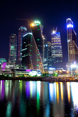 Fototapeta na wymiar night skyscrapers Moscow City