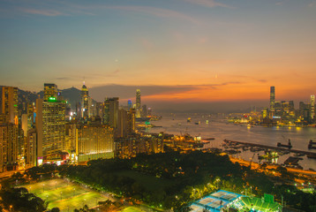 View of Hong Kong during sunset hours