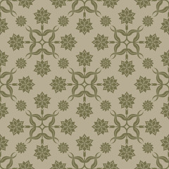 Beige seamless background with floral elements. Pattern for wallpaper and textile. Editable vector file.