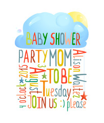 Baby Shower Invitation with Cloud