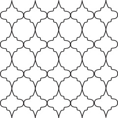 Geometric black and white ornamental openwork lattice