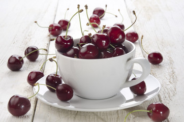 sweet cherries in a cup