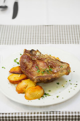 Lunch/Delicious roasted pork knuckle with potato