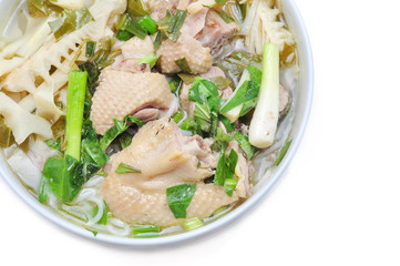 Bun Mang Vit or Vietnamese Rice Vermicelli with Bamboo Shoots and Duck Salad