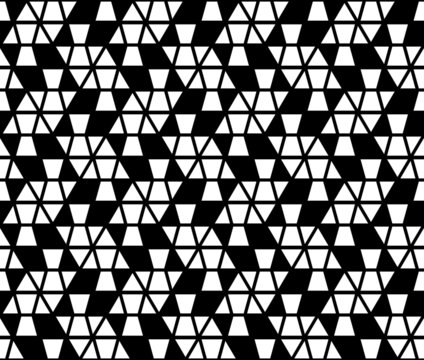Black and white color geometric fish seamless pattern background vector.