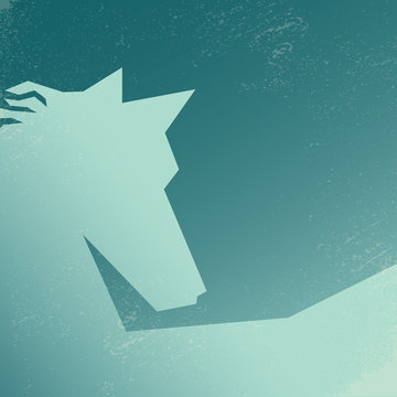 Abstract low polygonal horse silhouette on grunge background