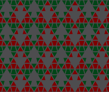 Dark red and green color up down arrow symbol seamless pattern background vector. Repeating geometric shapes with triangle