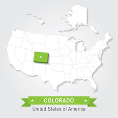 Colorado State. USA administrative map.