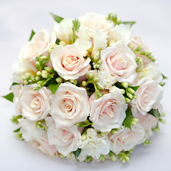 A beautiful bridal bouquet at a wedding party