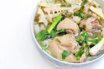 Bun Mang Vit or Vietnamese Rice Vermicelli with Bamboo Shoots and Duck Salad