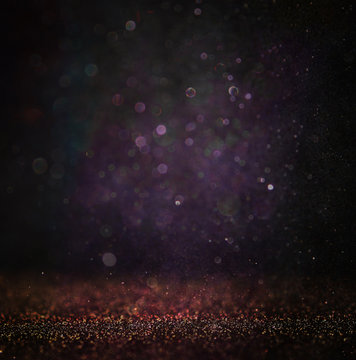 glitter lights background. light silver , gold, purple, black © tomertu