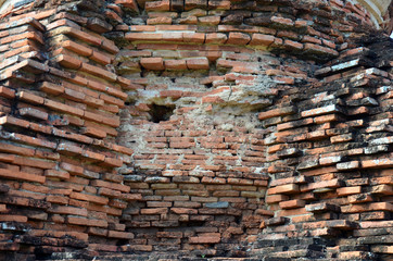 Brick wall Background ruins of Wat Puttaisawan