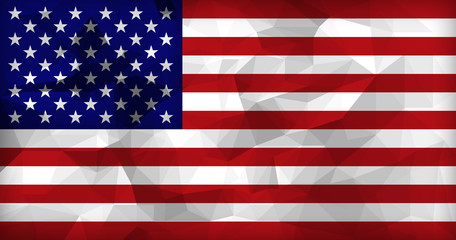USA flag low polygon background.