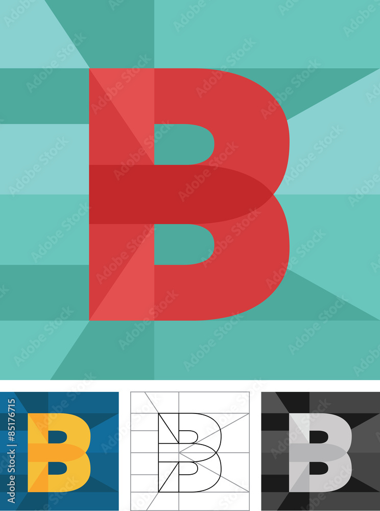 Poster letter b flat design vector template