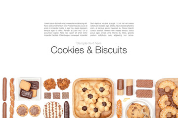 cookies and biscuits on white background