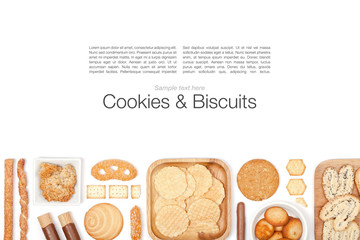 cookies and biscuits on white background
