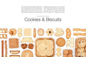cookies and biscuits on white background