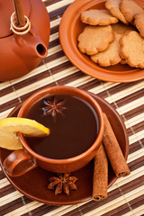 tea with cinnamon sticks and star anise