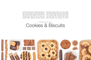 cookies and biscuits on white background